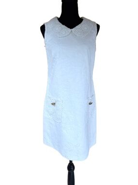 Dolce & Gabbana White Foral Jacquard Fabric Dress, Size S